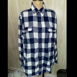 George- Blue and White Plaid LS Shirt